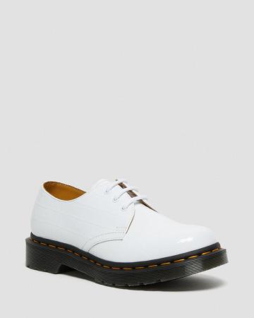 Zapatos Oxford Dr Martens 1461 Charol Croc Emboss Cuero Mujer Blancos | MX 432VRW